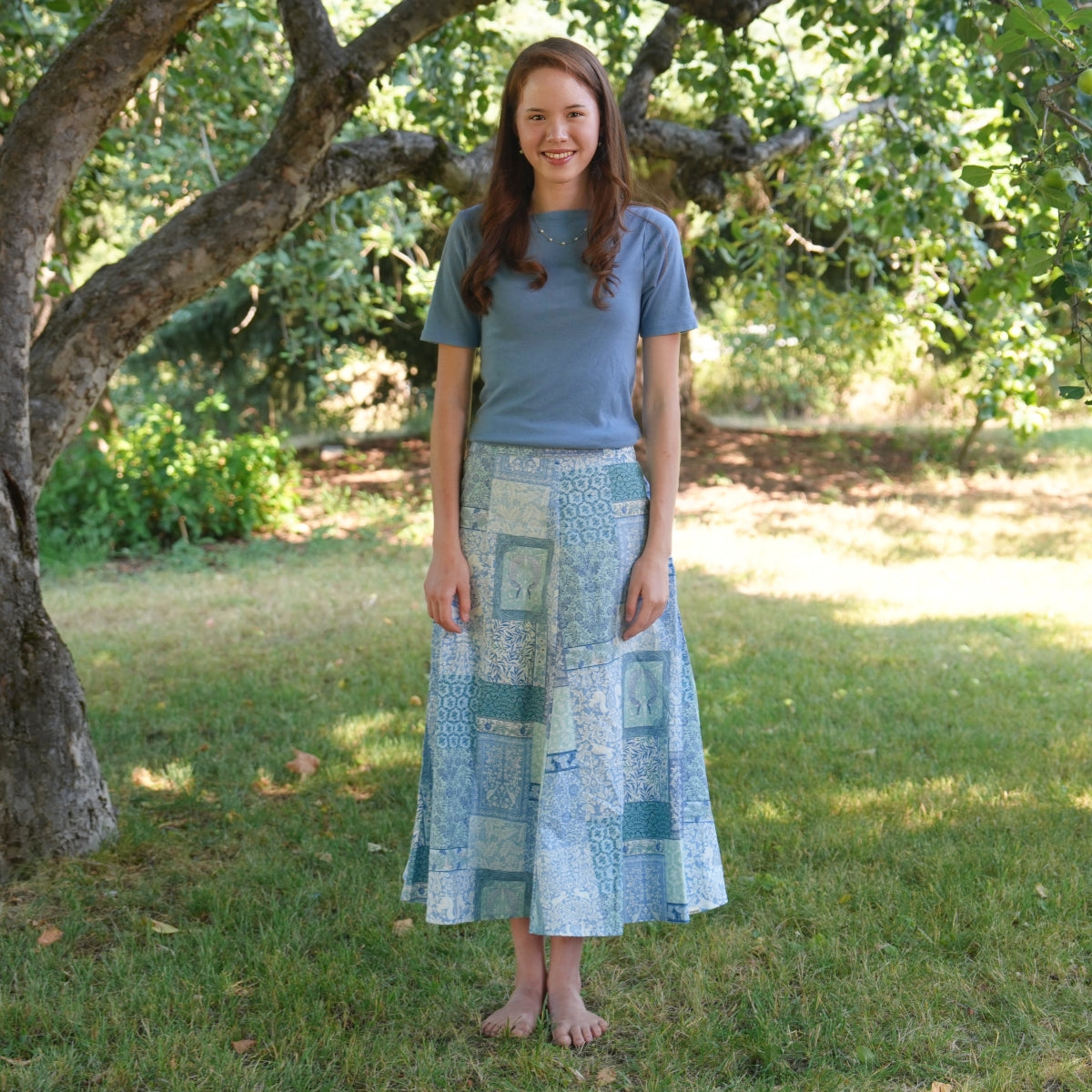 Aqua Blue Patchwork - Four Panel Circle Skirt
