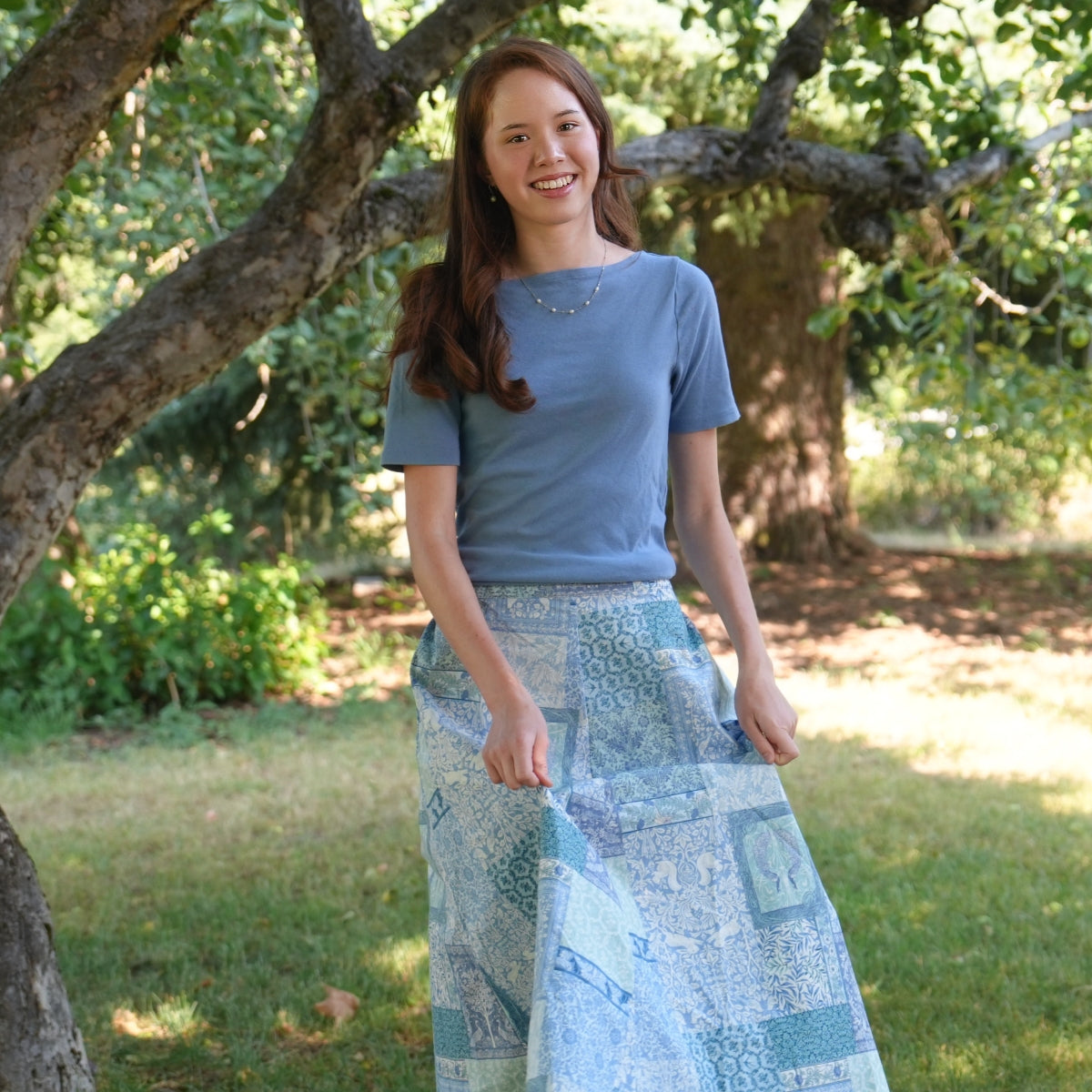 Aqua Blue Patchwork - Four Panel Circle Skirt