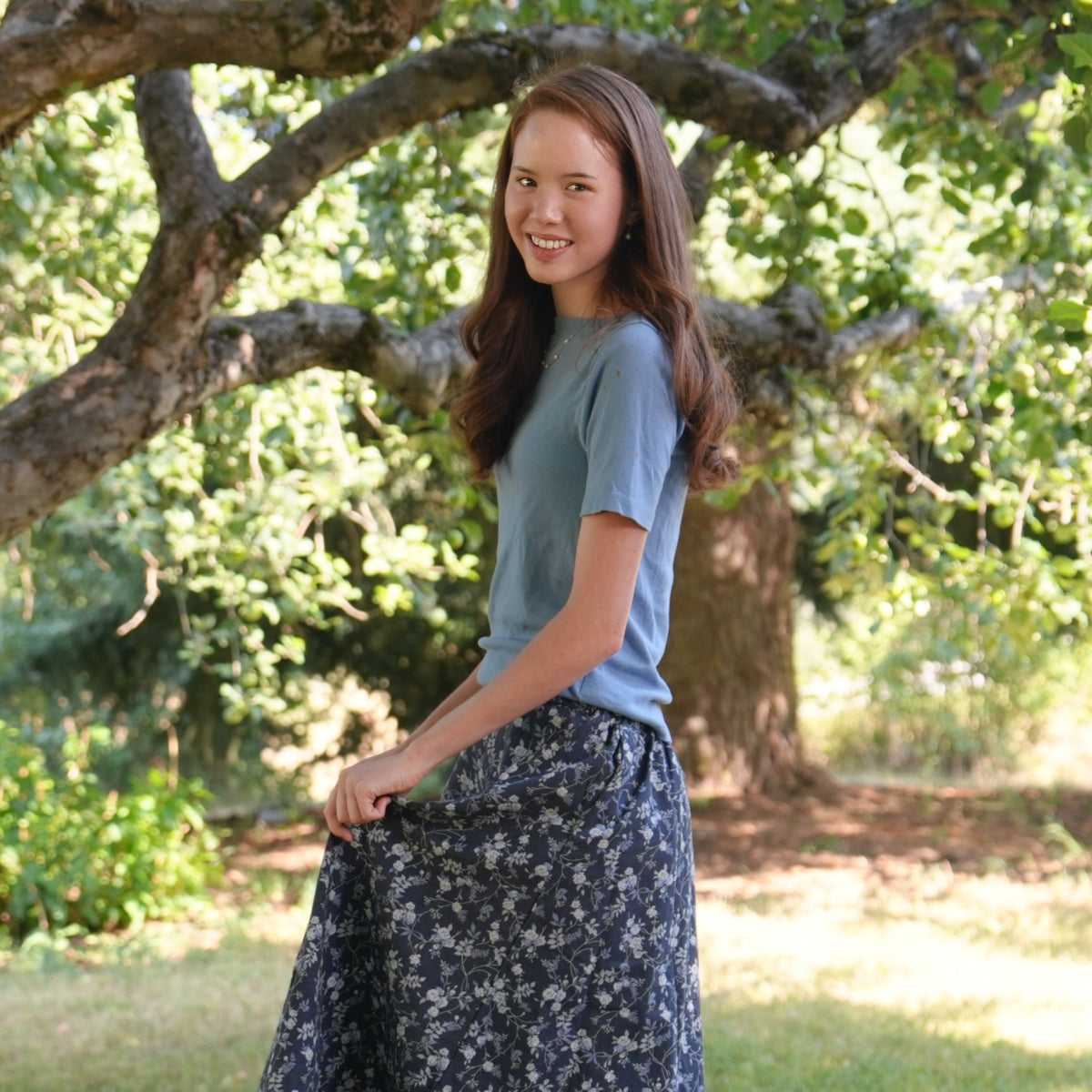 Moon Blue Flower - Four Panel Circle Skirt