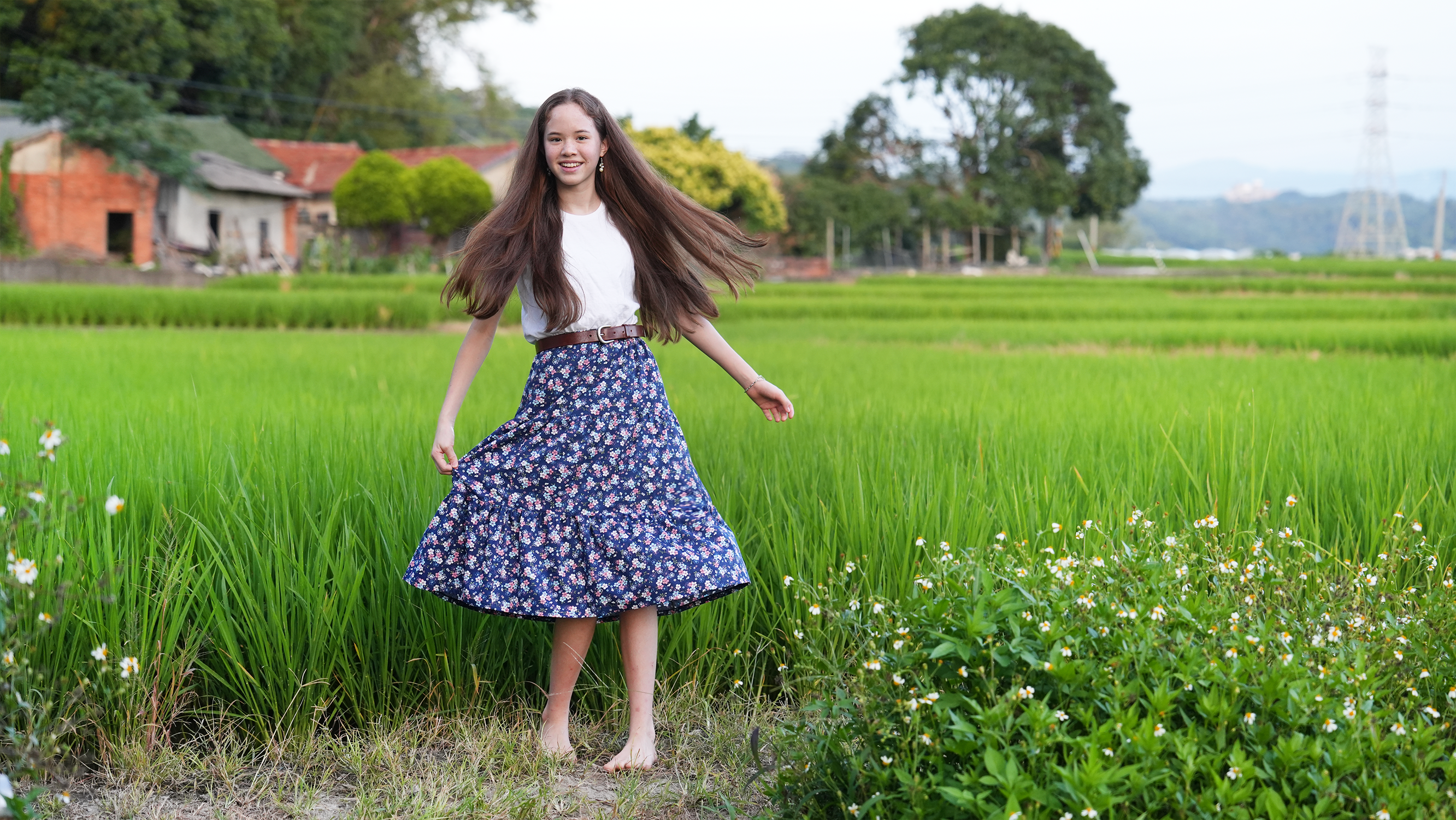 Handmade Floral Skirt (Cool Colors)