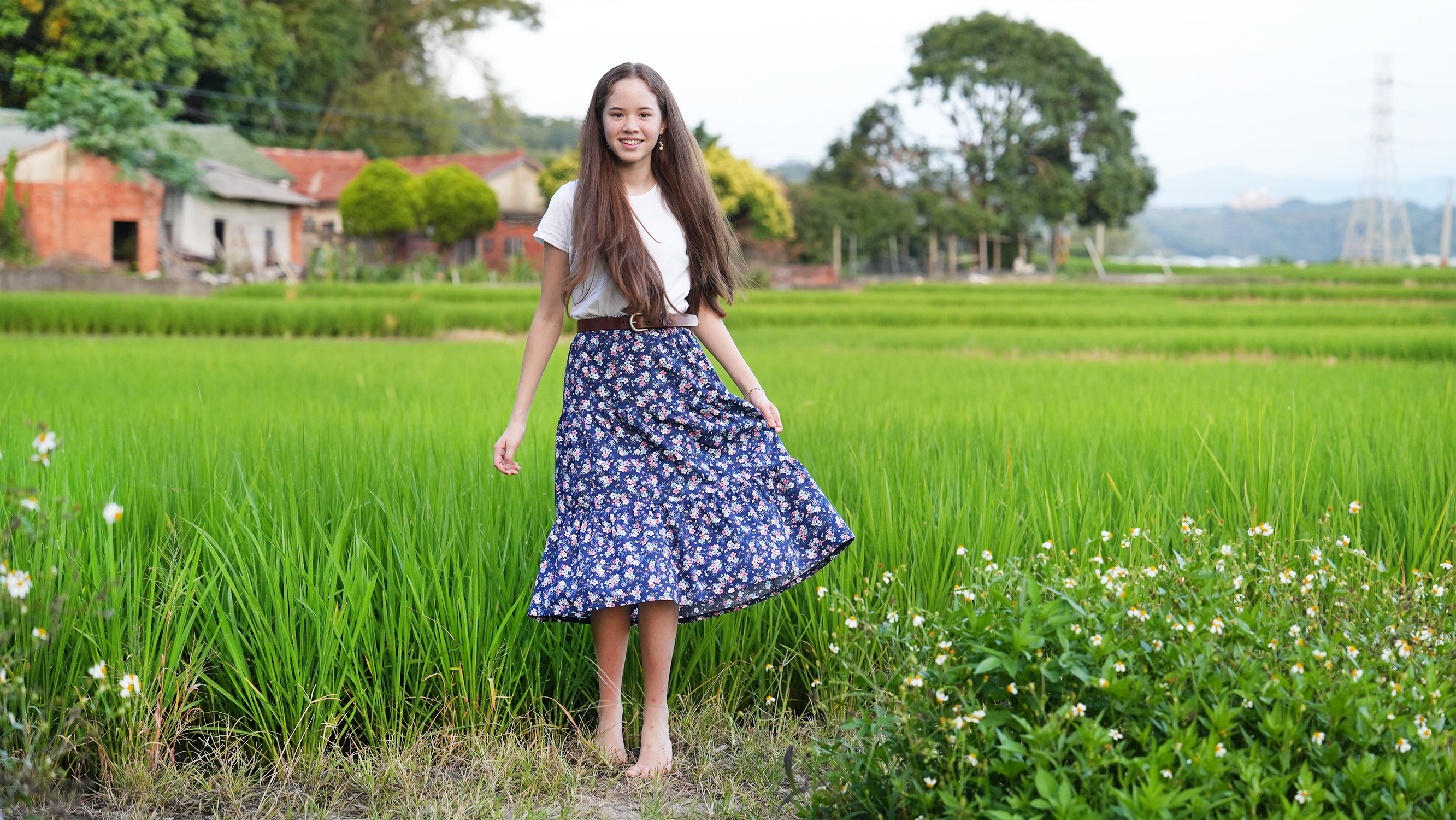 Handmade Floral Skirt (Cool Colors)