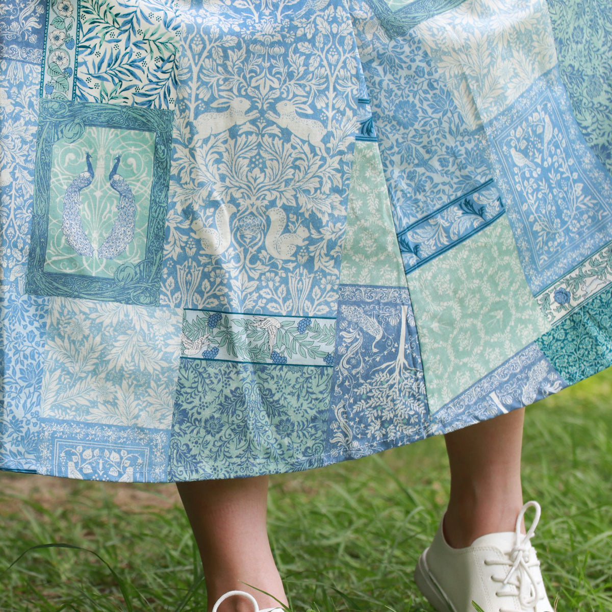 Aqua Blue Patchwork - Four Panel Circle Skirt