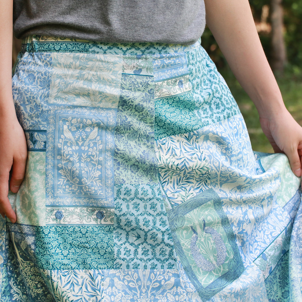 Aqua Blue Patchwork - Four Panel Circle Skirt