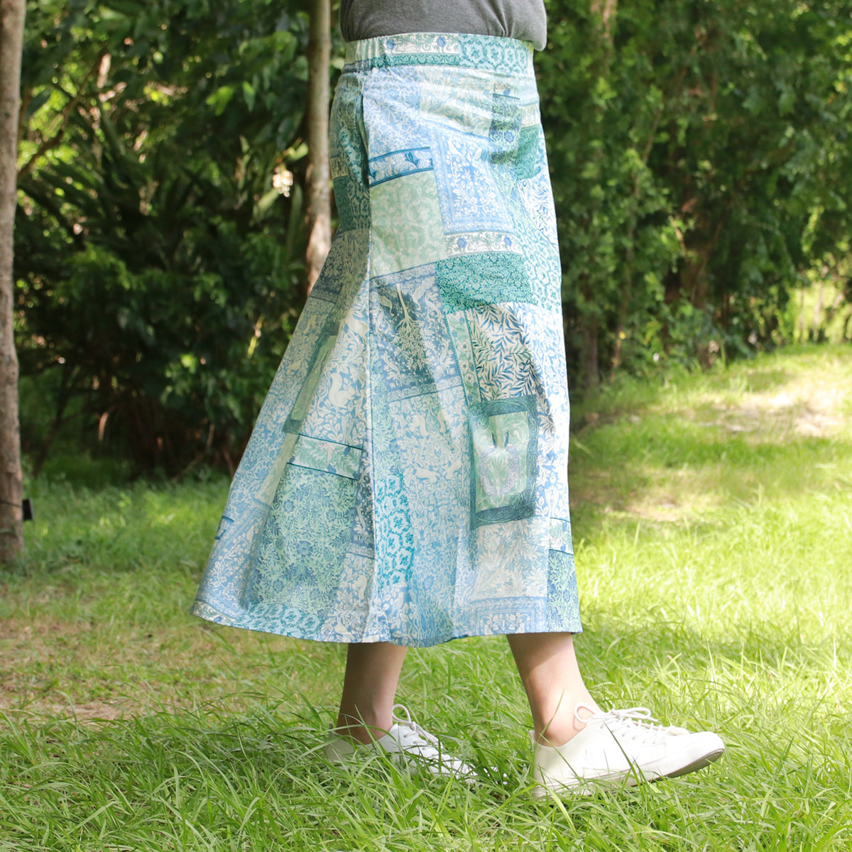 Aqua Blue Patchwork - Four Panel Circle Skirt