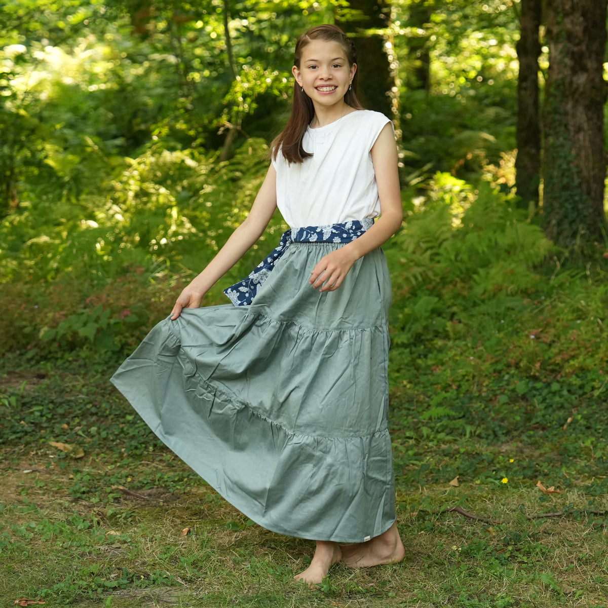 Light Blue Denim Retro Cake Skirt