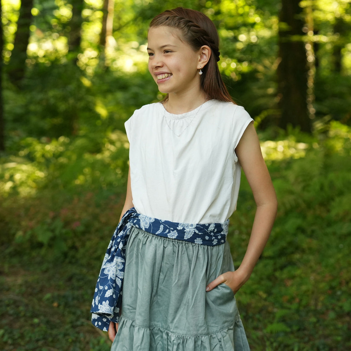 Light Blue Denim Retro Cake Skirt