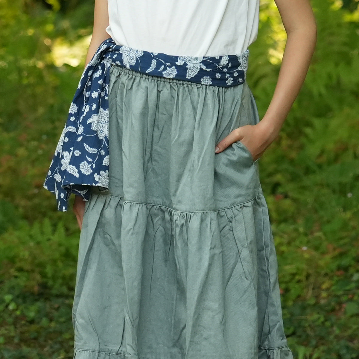 Light Blue Denim Retro Cake Skirt
