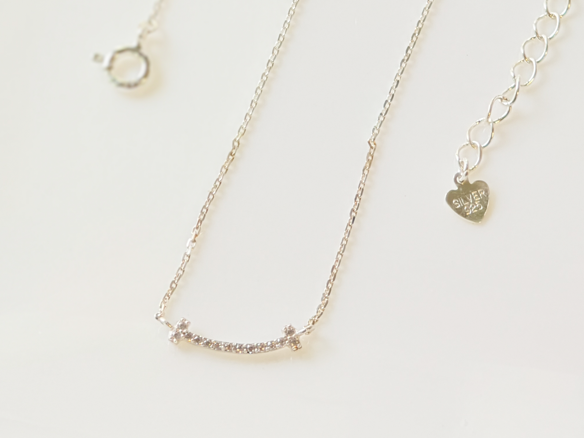 Ribbon/Smile Necklace in Sterling Silver-Korea