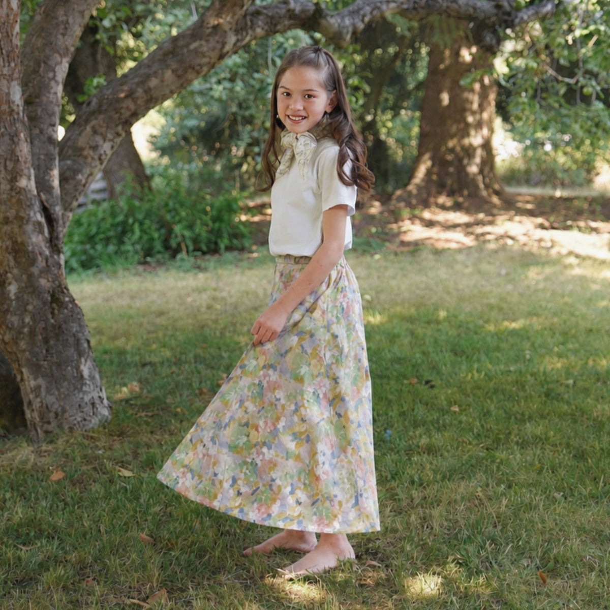 Blurred Flower Shadows - Four Panel Circle Skirt