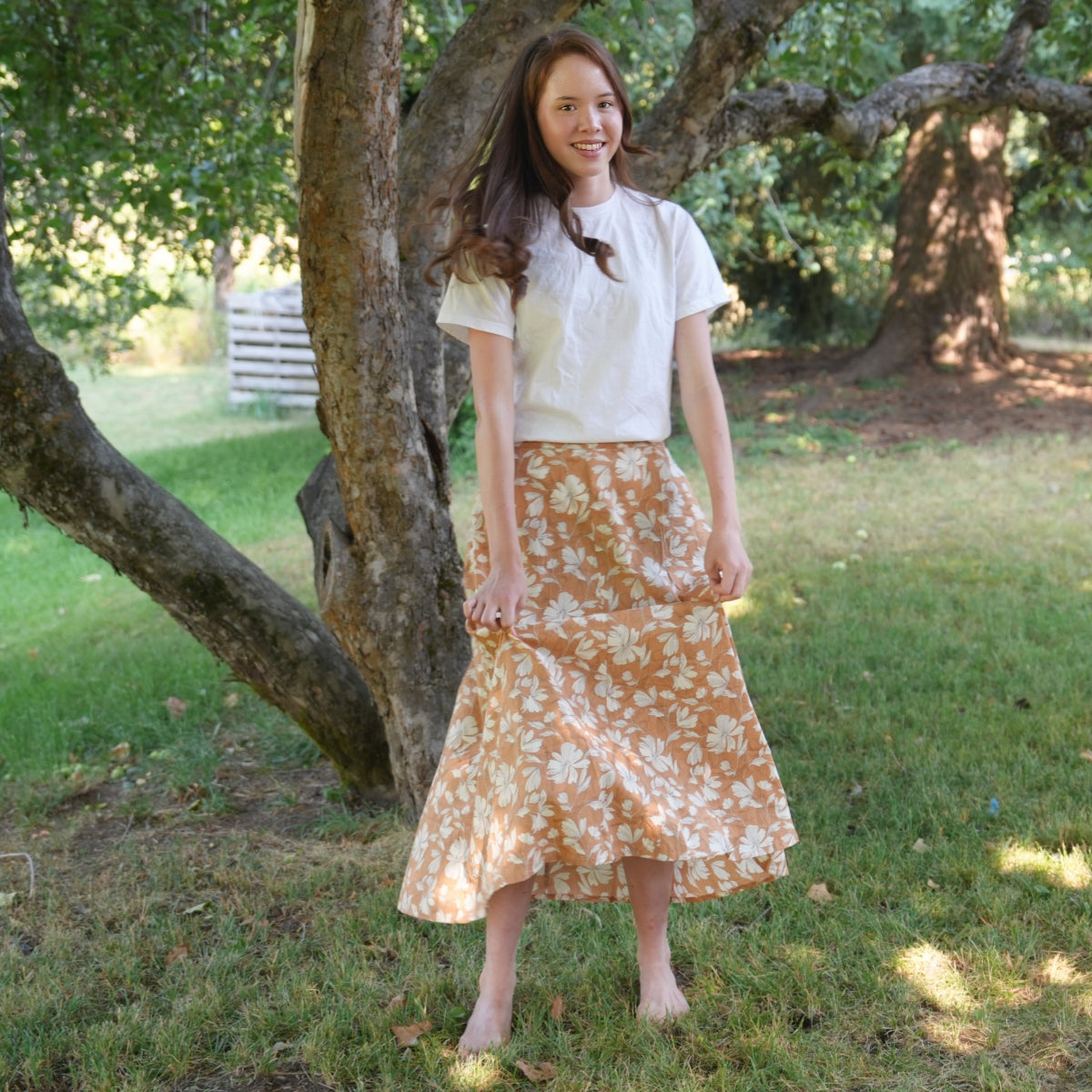 Midsummer Silver Blossoms - Four Panel Circle Skirt