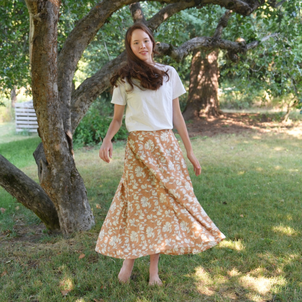 Midsummer Silver Blossoms - Four Panel Circle Skirt