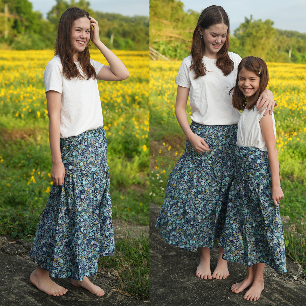 Blue Floral Handmade Cake Dress