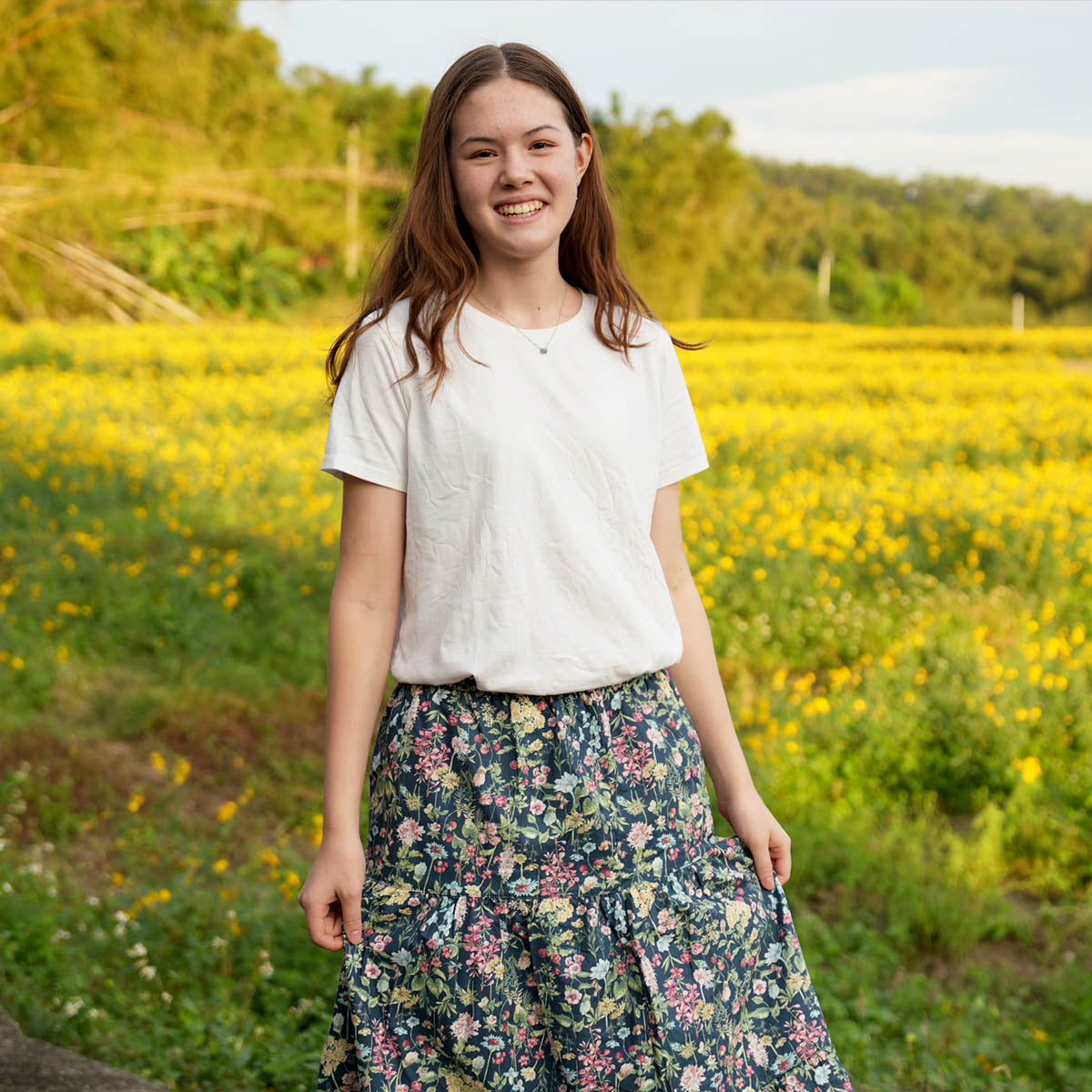 Dark Blue Leaf Handmade Skirt