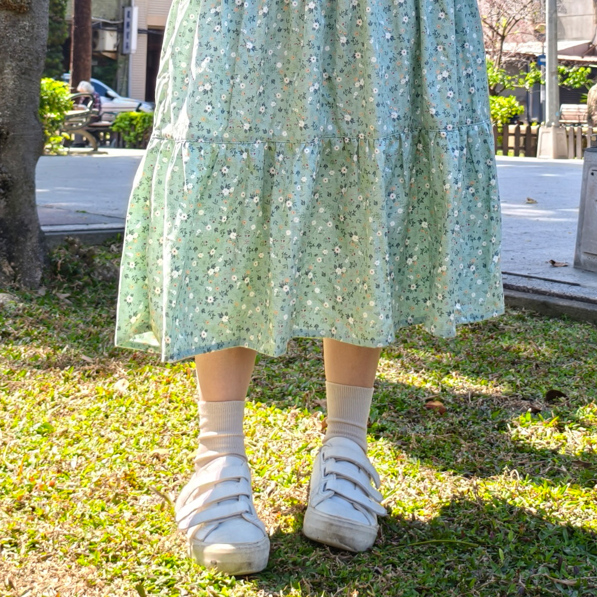 Light Green Flower Handmade Skirt