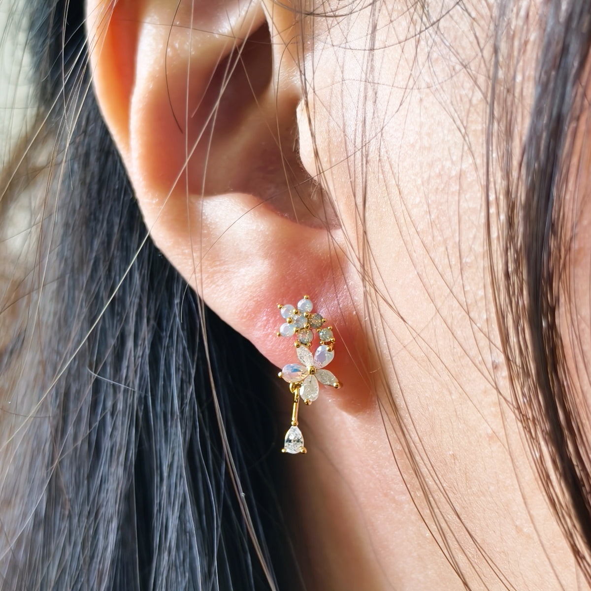 Flowers 925 Sterling Silver Earrings-Korea