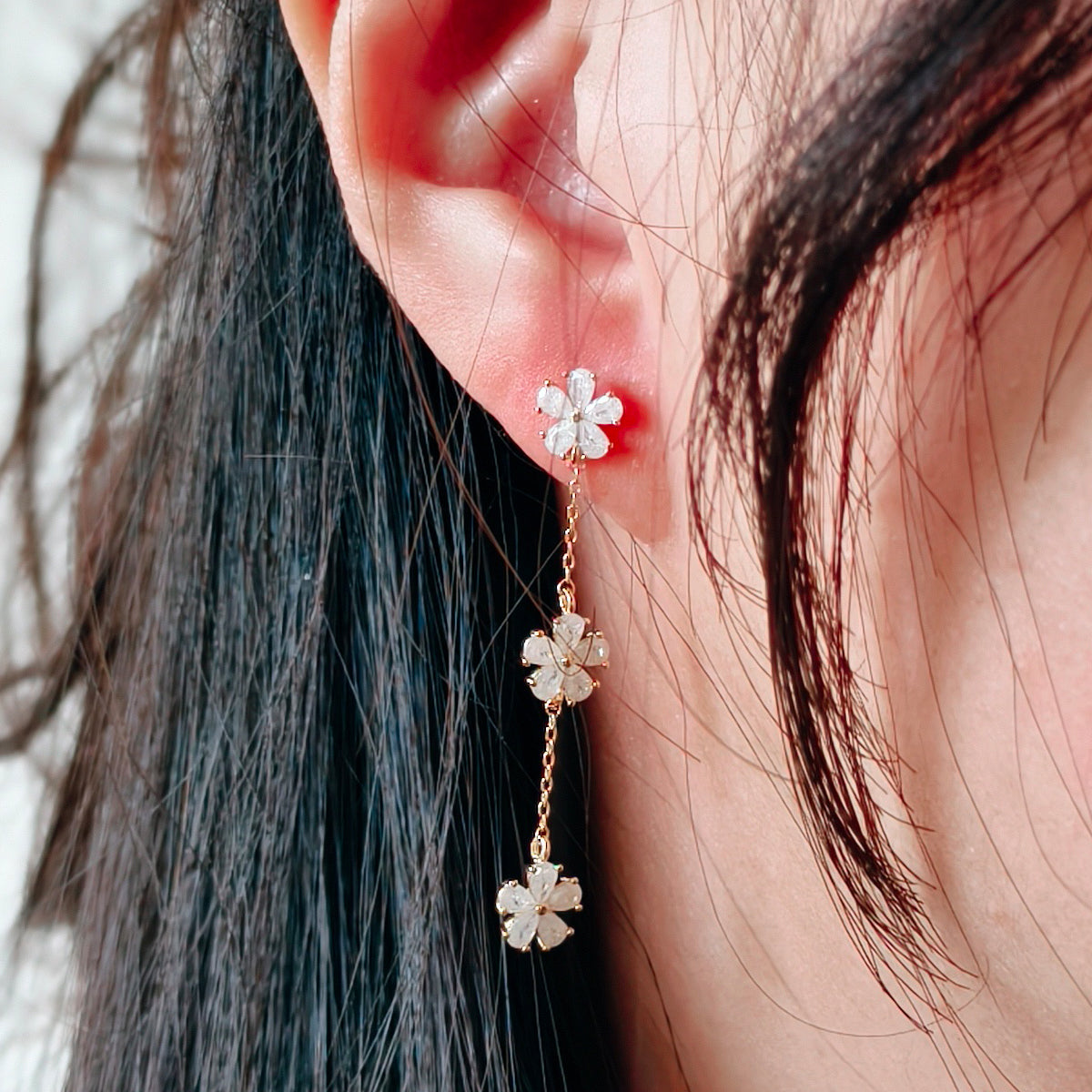 Flowers 925 Sterling Silver Earrings-Korea