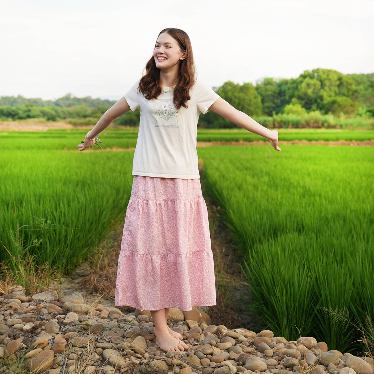 Color Flower Leaf  Handmade Skirt