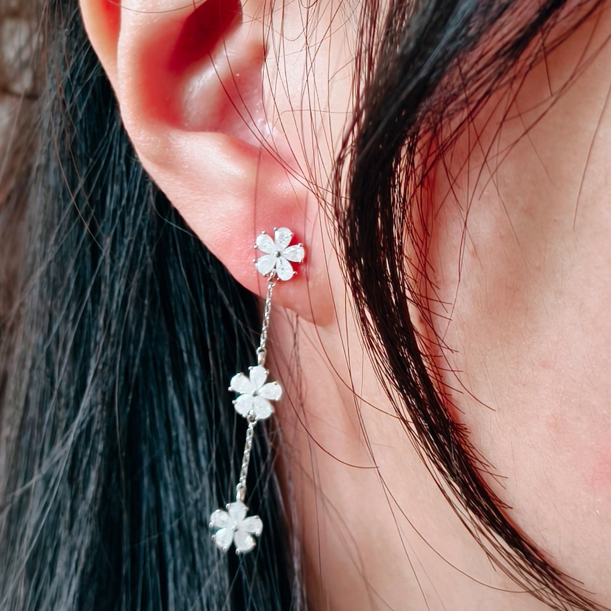 Flowers 925 Sterling Silver Earrings-Korea