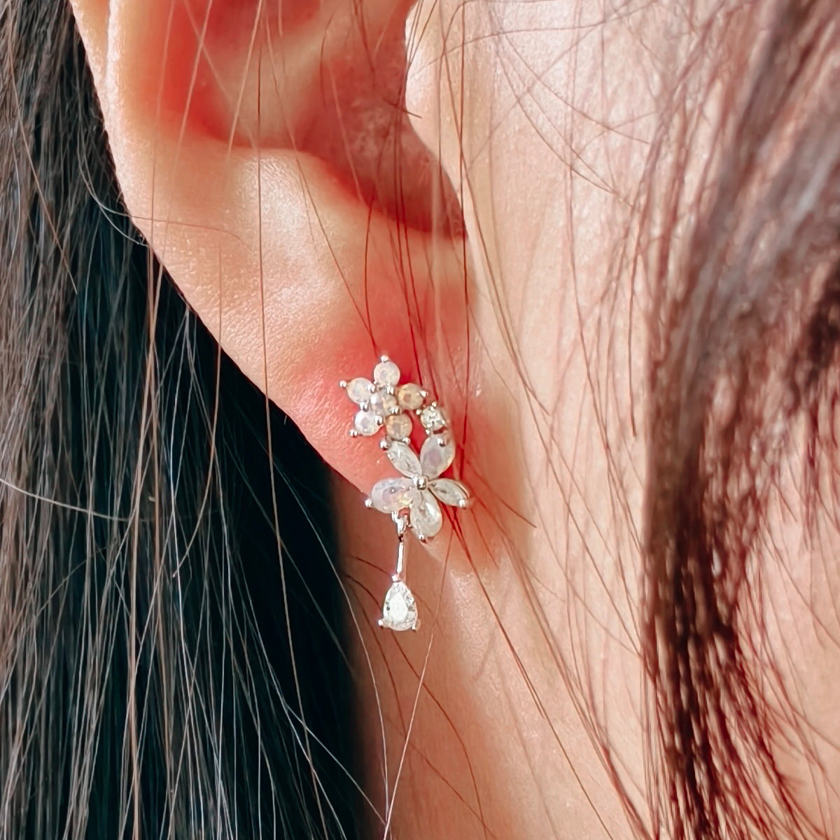 Flowers 925 Sterling Silver Earrings-Korea