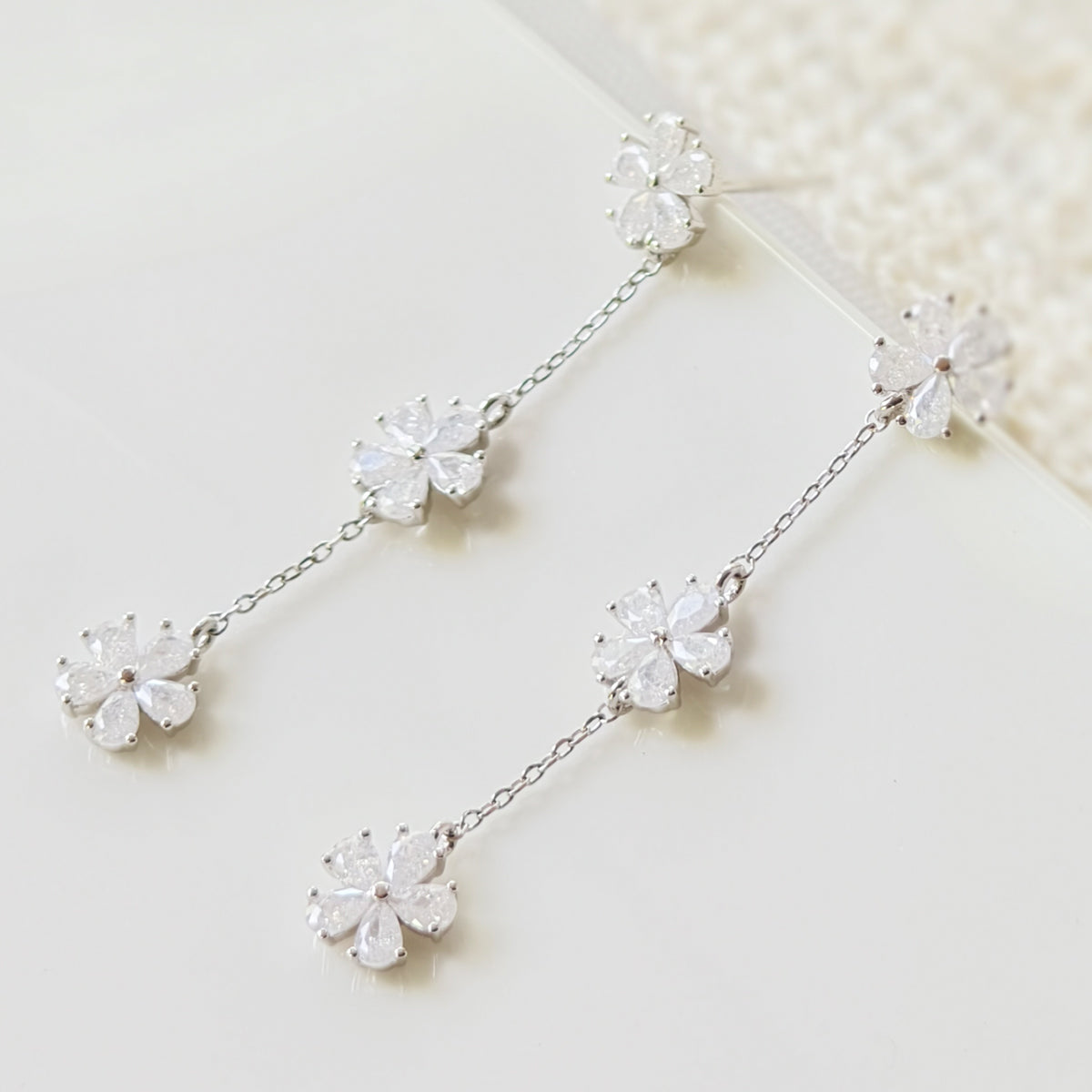 Flowers 925 Sterling Silver Earrings-Korea