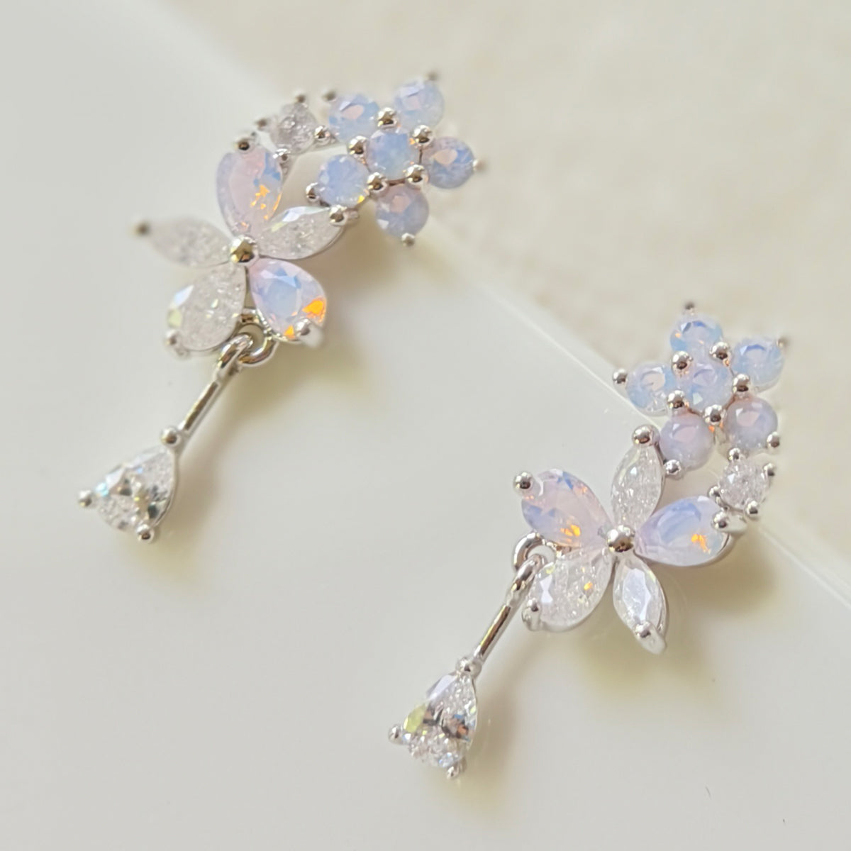 Flowers 925 Sterling Silver Earrings-Korea