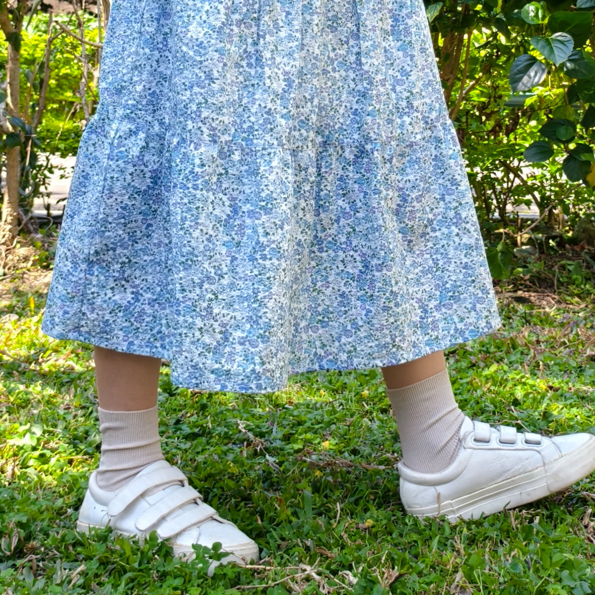 Blue Purple Flower Handmade Skirt