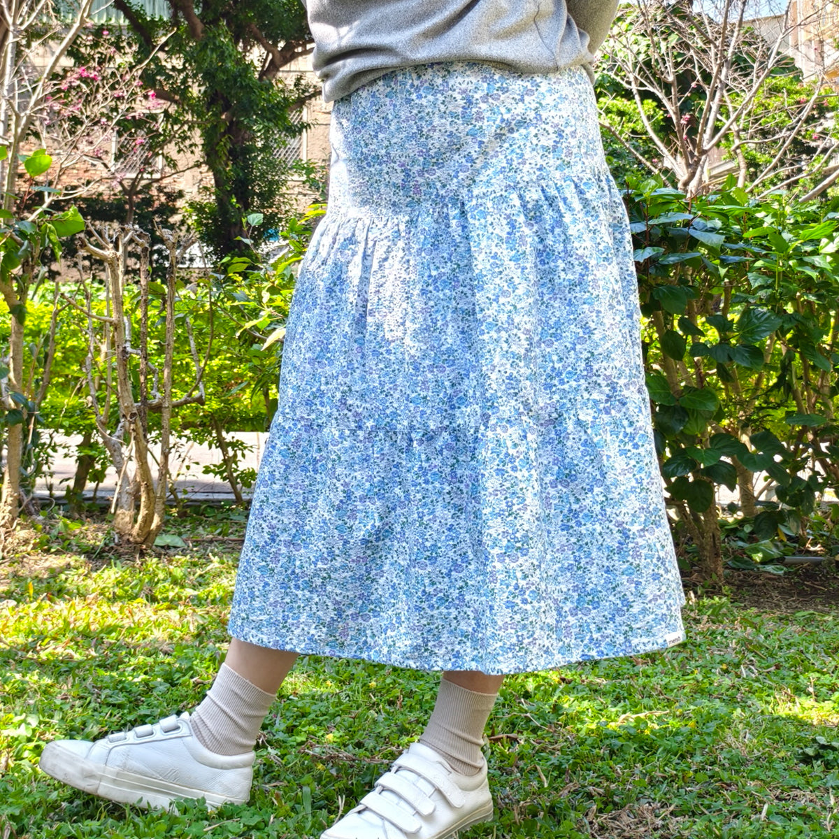 Blue Purple Flower Handmade Skirt